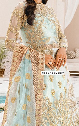 Maryum N Maria Light Turquoise Net Suit | Pakistani Dresses in USA- Image 2