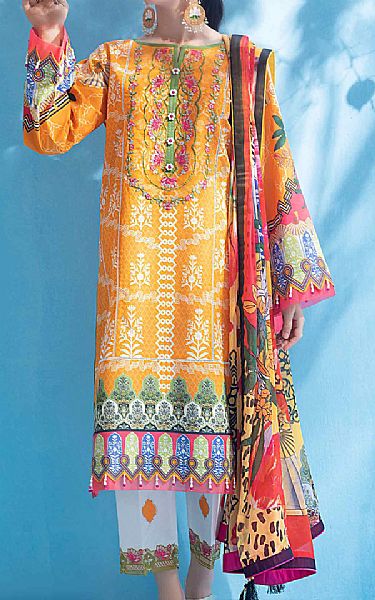 Sifona Mustard Lawn Suit | Pakistani Dresses in USA- Image 1