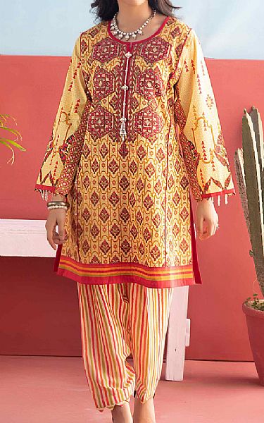 Sifona Light Golden Lawn Suit (2 Pcs) | Pakistani Dresses in USA- Image 1