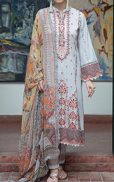 Aabyaan Light Grey Lawn Suit | Pakistani Dresses in USA- Image 1