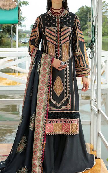 Aabyaan Black Karandi Suit | Pakistani Winter Dresses- Image 1