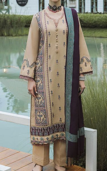 Aabyaan Ivory Karandi Suit | Pakistani Winter Dresses- Image 1