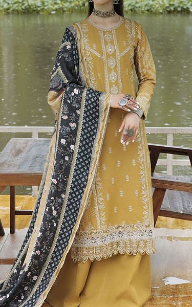 Aabyaan Mustard Karandi Suit | Pakistani Winter Dresses- Image 1