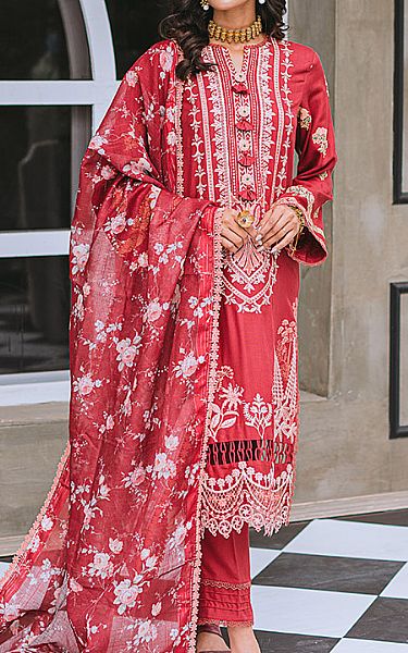 Aabyaan Brink Pink Linen Suit | Pakistani Winter Dresses- Image 1