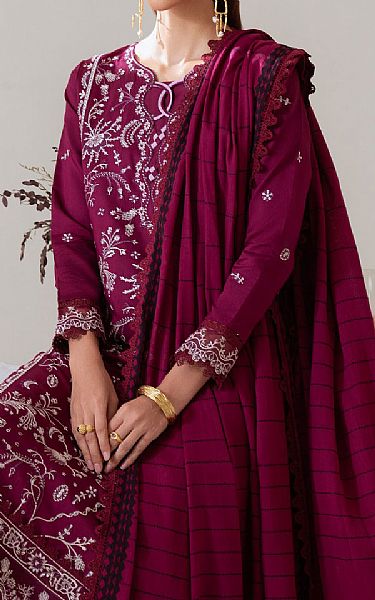 Aabyaan Egg Plant Viscose Suit | Pakistani Winter Dresses in USA- Image 2