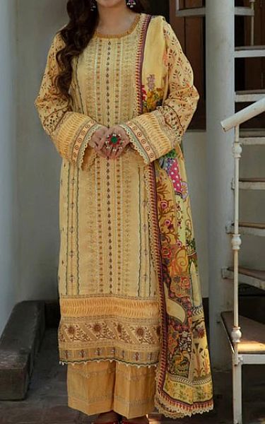 Aabyaan Sand Gold Lawn Suit | Pakistani Dresses in USA- Image 1