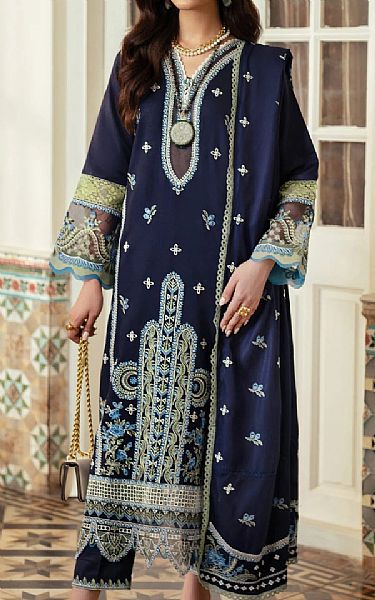 Aabyaan Navy Blue Viscose Suit | Pakistani Winter Dresses in USA- Image 1