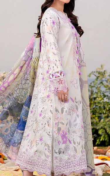 Aabyaan Off White/Lilac Lawn Suit | Pakistani Lawn Dress in USA- Image 2