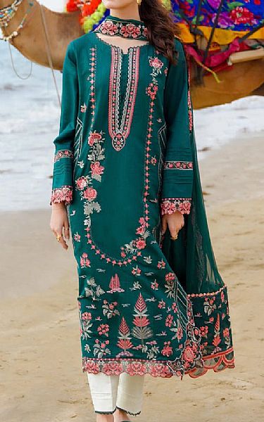 Aabyaan Teal Lawn Suit | Pakistani Lawn Suits- Image 1