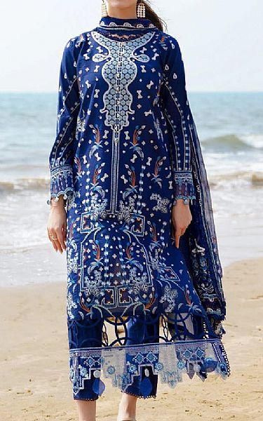 Aabyaan Dark Blue Lawn Suit | Pakistani Lawn Suits- Image 1