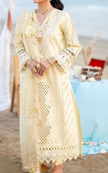 Aabyaan Cream Lawn Suit | Pakistani Lawn Dress in USA- Image 1