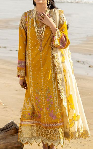 Aabyaan Mustard Lawn Suit | Pakistani Lawn Dress in USA- Image 1