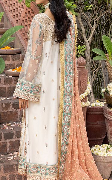 Adans Libas Off-white Net Suit | Pakistani Embroidered Chiffon Dresses- Image 2