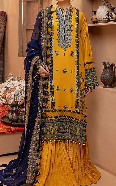 Adans Libas Mustard Lawn Suit | Pakistani Wedding Dresses- Image 1