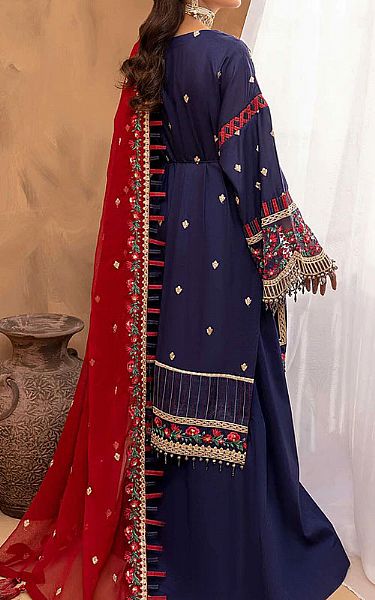 Adans Libas Navy Blue Lawn Suit | Pakistani Wedding Dresses- Image 2