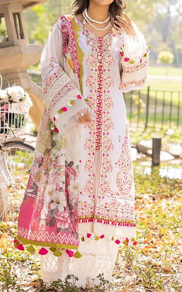 White Lawn Suit | Adans Libas Pakistani Lawn Suits