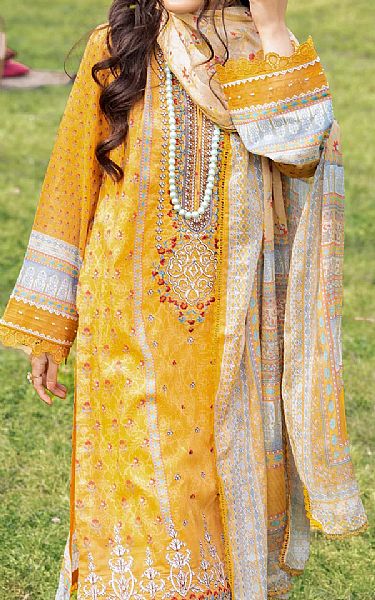 Mustard Lawn Suit | Adans Libas Pakistani Lawn Suits