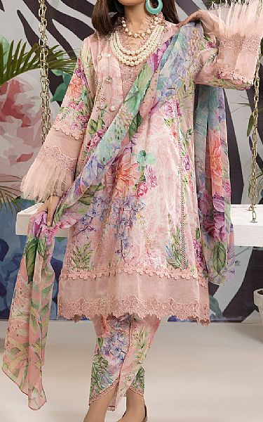 Adans Libas Rose Pink Lawn Suit | Pakistani Lawn Suits- Image 1