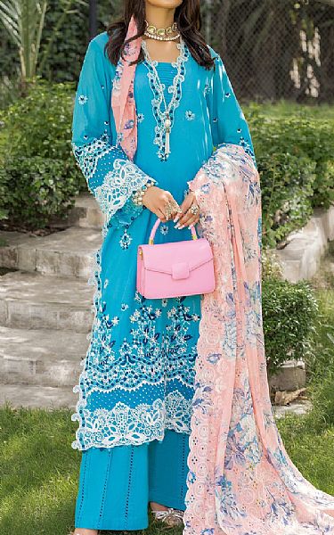 Adans Libas Cerulean Blue Lawn Suit | Pakistani Lawn Suits- Image 1
