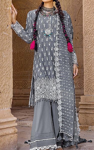 Adans Libas Grey Lawn Suit | Pakistani Lawn Suits- Image 1