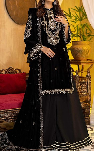 Adans Libas Black Velvet Suit | Pakistani Winter Dresses- Image 1