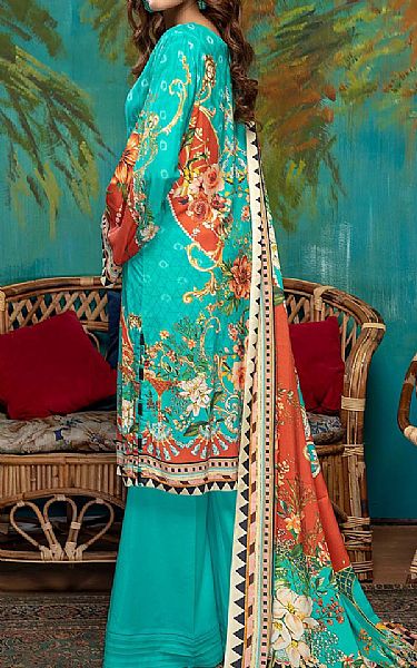 Adans Libas Cyan Linen Suit | Pakistani Dresses in USA- Image 2