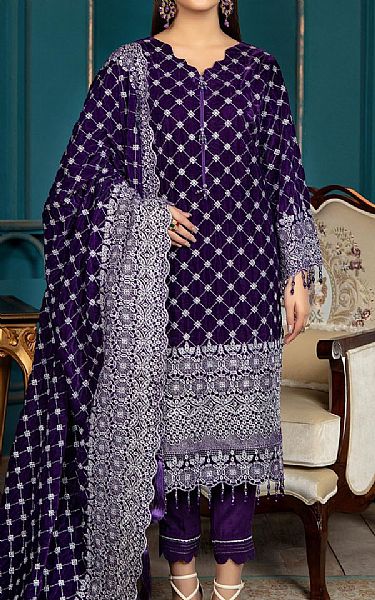 Adans Libas Indigo Velvet Suit | Pakistani Dresses in USA- Image 1