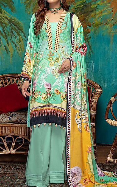 Adans Libas Mint Green Linen Suit | Pakistani Dresses in USA- Image 1