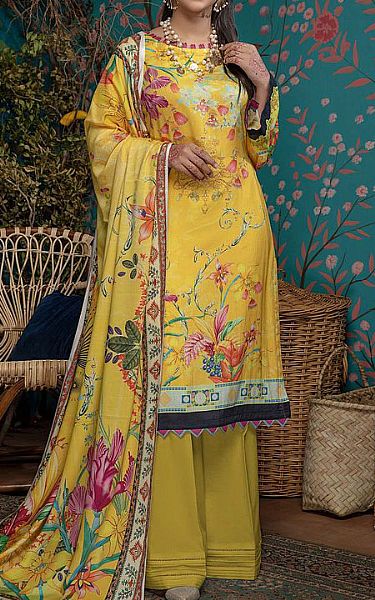Adans Libas Yellow Linen Suit | Pakistani Dresses in USA- Image 1