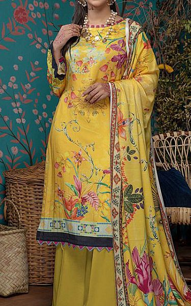 Adans Libas Yellow Linen Suit | Pakistani Dresses in USA- Image 2