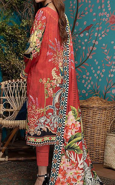 Adans Libas Pastel Red Linen Suit | Pakistani Dresses in USA- Image 2