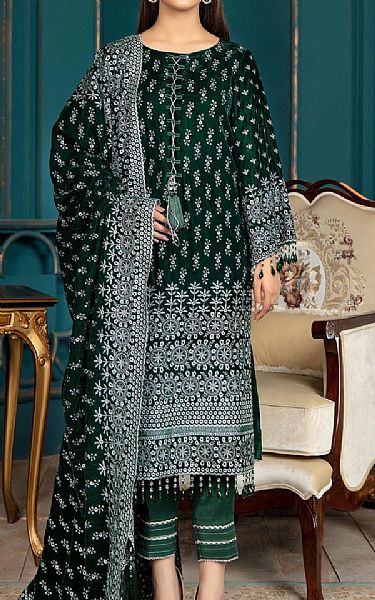 Adans Libas Dark Green Velvet Suit | Pakistani Dresses in USA- Image 1