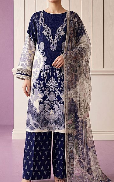 Adans Libas Navy Blue Lawn Suit | Pakistani Lawn Dress in USA- Image 1