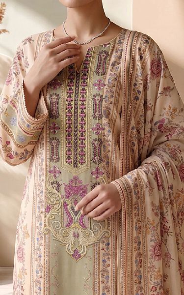 Adans Libas Tan/Green Lawn Suit | Pakistani Lawn Dress in USA- Image 2