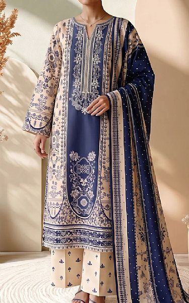 Adans Libas Ivory/Blue Lawn Suit | Pakistani Lawn Dress in USA- Image 1