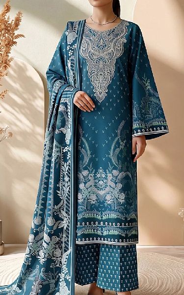 Adans Libas Teal Lawn Suit | Pakistani Lawn Dress in USA- Image 1