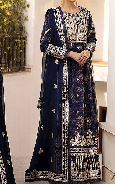 Adans Libas Navy Blue Organza Suit | Pakistani Lawn Dress in USA- Image 1
