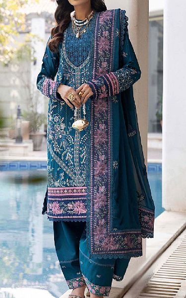 Adans Libas Denim Blue Lawn Suit | Pakistani Lawn Dress in USA- Image 1