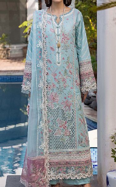 Adans Libas Baby Blue Organza Suit | Pakistani Lawn Dress in USA- Image 1