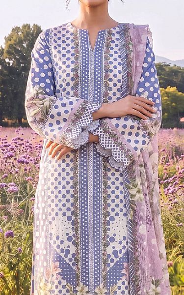 Adans Libas White/Blue Lawn Suit | Pakistani Lawn Dress in USA- Image 2
