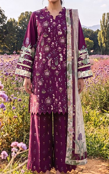 Adans Libas Plum Lawn Suit | Pakistani Lawn Dress in USA- Image 1