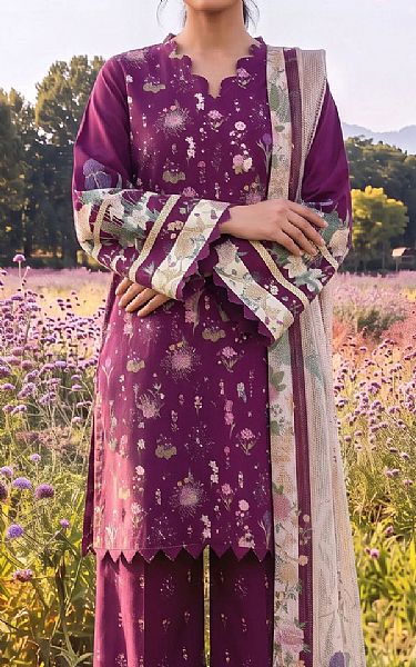 Adans Libas Plum Lawn Suit | Pakistani Lawn Dress in USA- Image 2