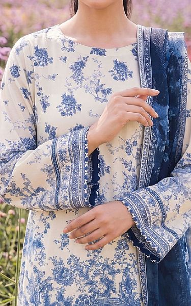 Adans Libas White/Blue Lawn Suit | Pakistani Lawn Dress in USA- Image 2