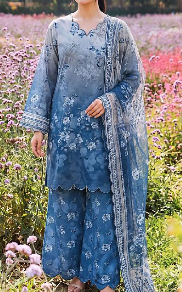 Adans Libas Denim Blue Lawn Suit | Pakistani Lawn Dress in USA- Image 1