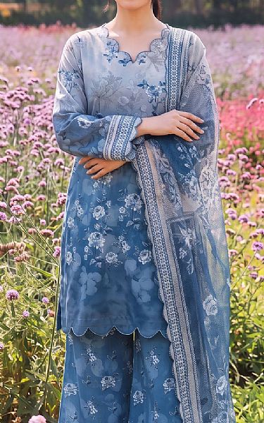 Adans Libas Denim Blue Lawn Suit | Pakistani Lawn Dress in USA- Image 2