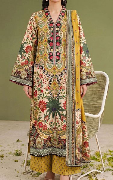 Adans Libas Mustard Lawn Suit | Pakistani Lawn Dress in USA- Image 1