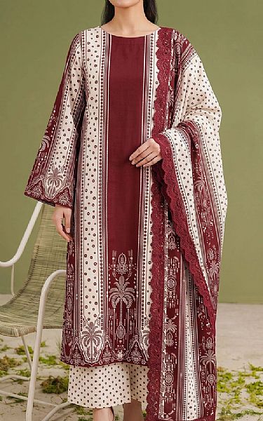 Adans Libas Maroon Lawn Suit | Pakistani Lawn Dress in USA- Image 1