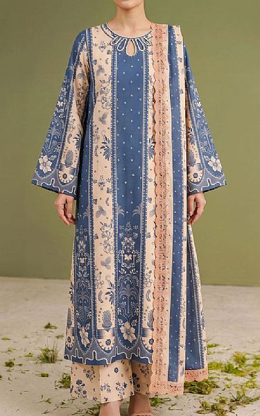 Adans Libas Denim Blue Lawn Suit | Pakistani Lawn Dress in USA- Image 1
