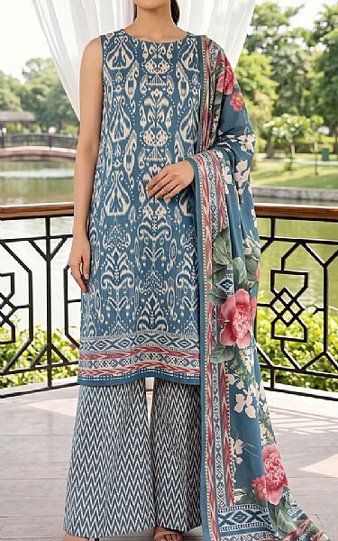 Adans Libas Denim Blue Lawn Suit | Pakistani Lawn Dress in USA- Image 1