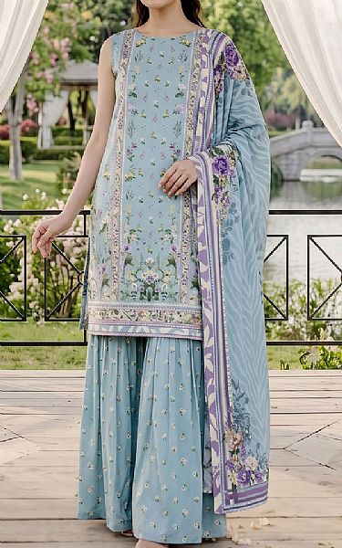 Adans Libas Baby Blue Lawn Suit | Pakistani Lawn Dress in USA- Image 1